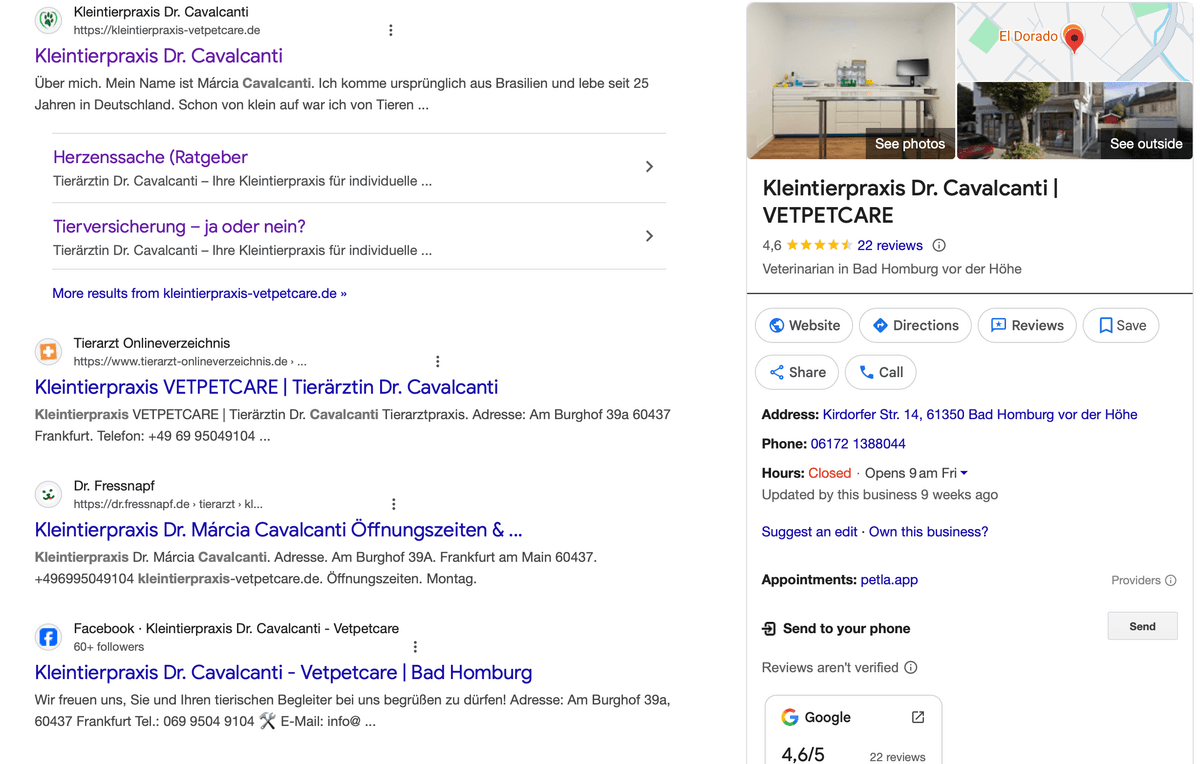 Google-Unternehmensprofil über Google