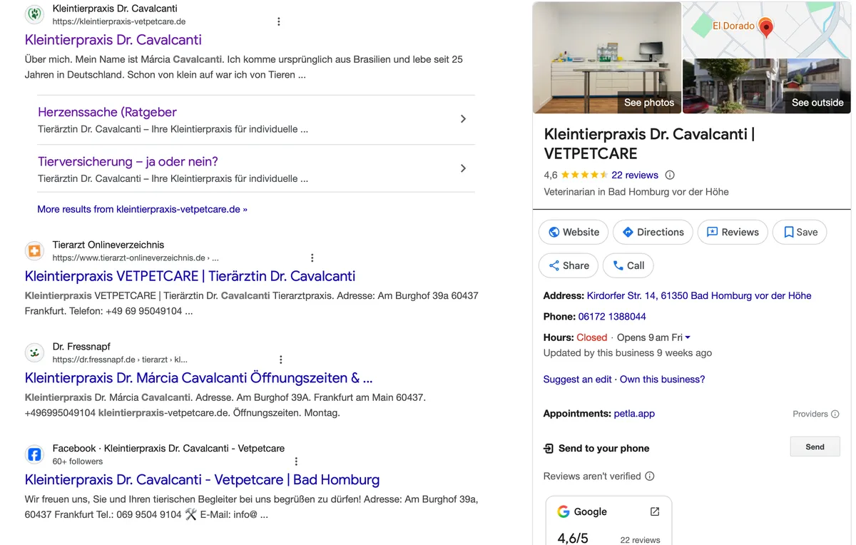 Google-Unternehmensprofil über Google