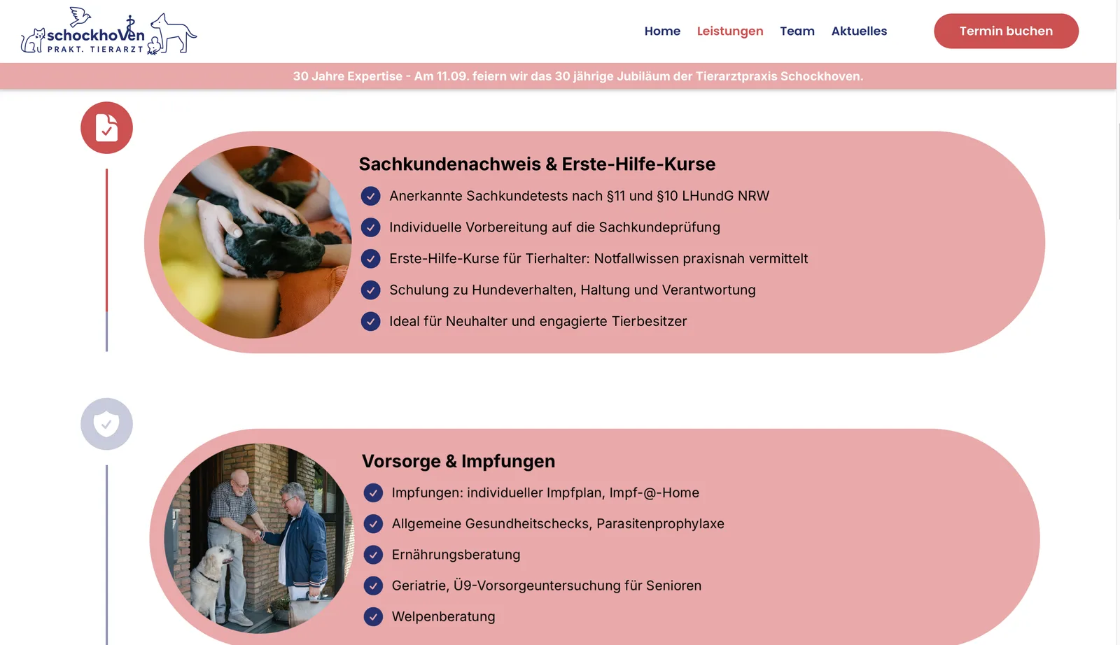 Website-Beispiel: Leistungsseite Tierarztpraxis Schockhoven